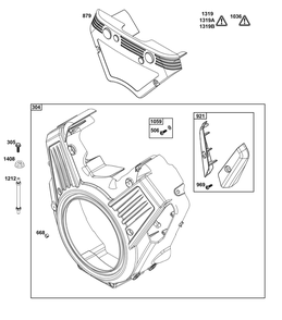 Blower Housing Group Diagram and Parts List for 613477-0278-J1 400000 - 699999 Briggs and Stratton Engine